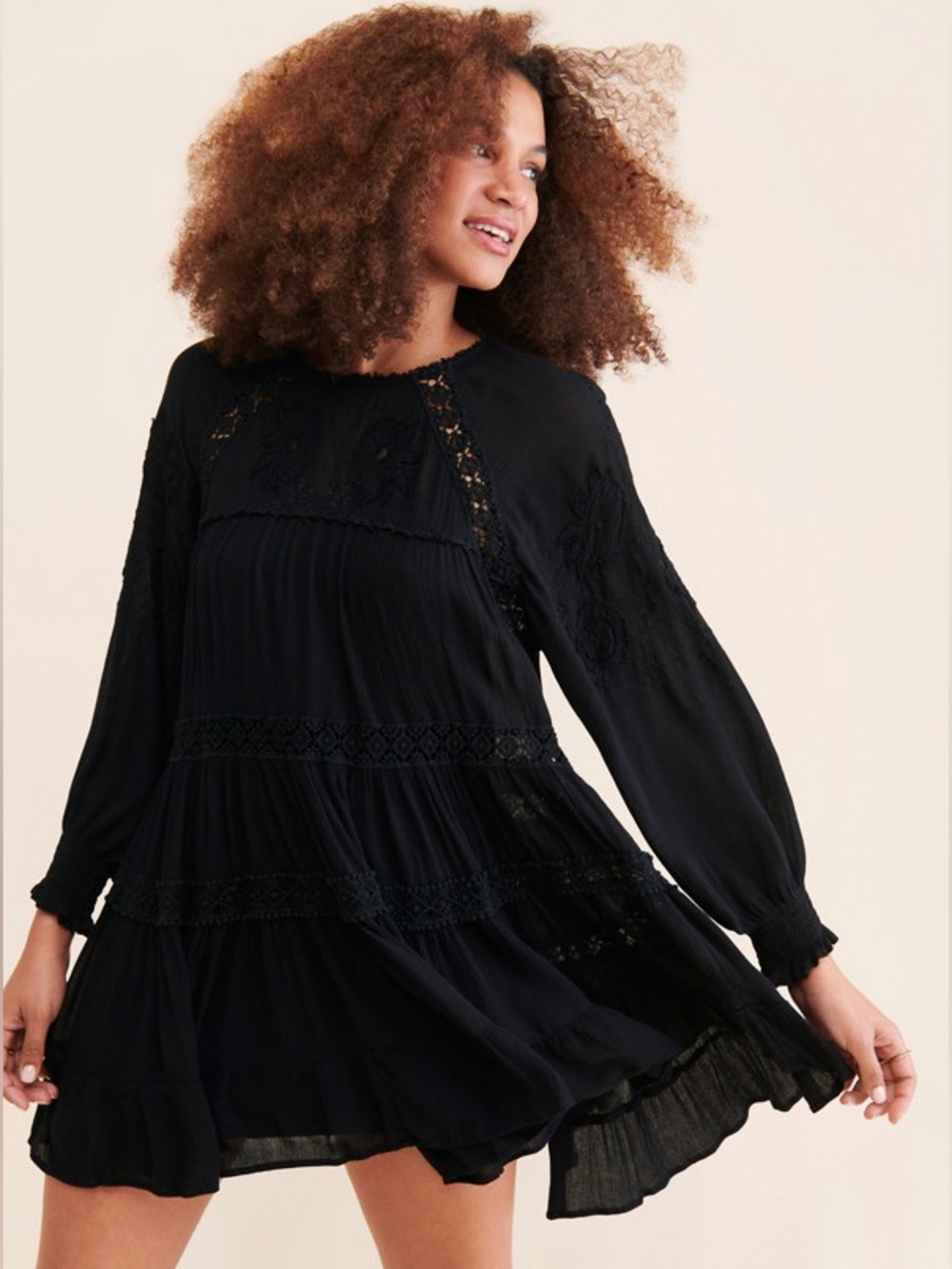 Free People Piece of Your Heart Mini Dress Black XS